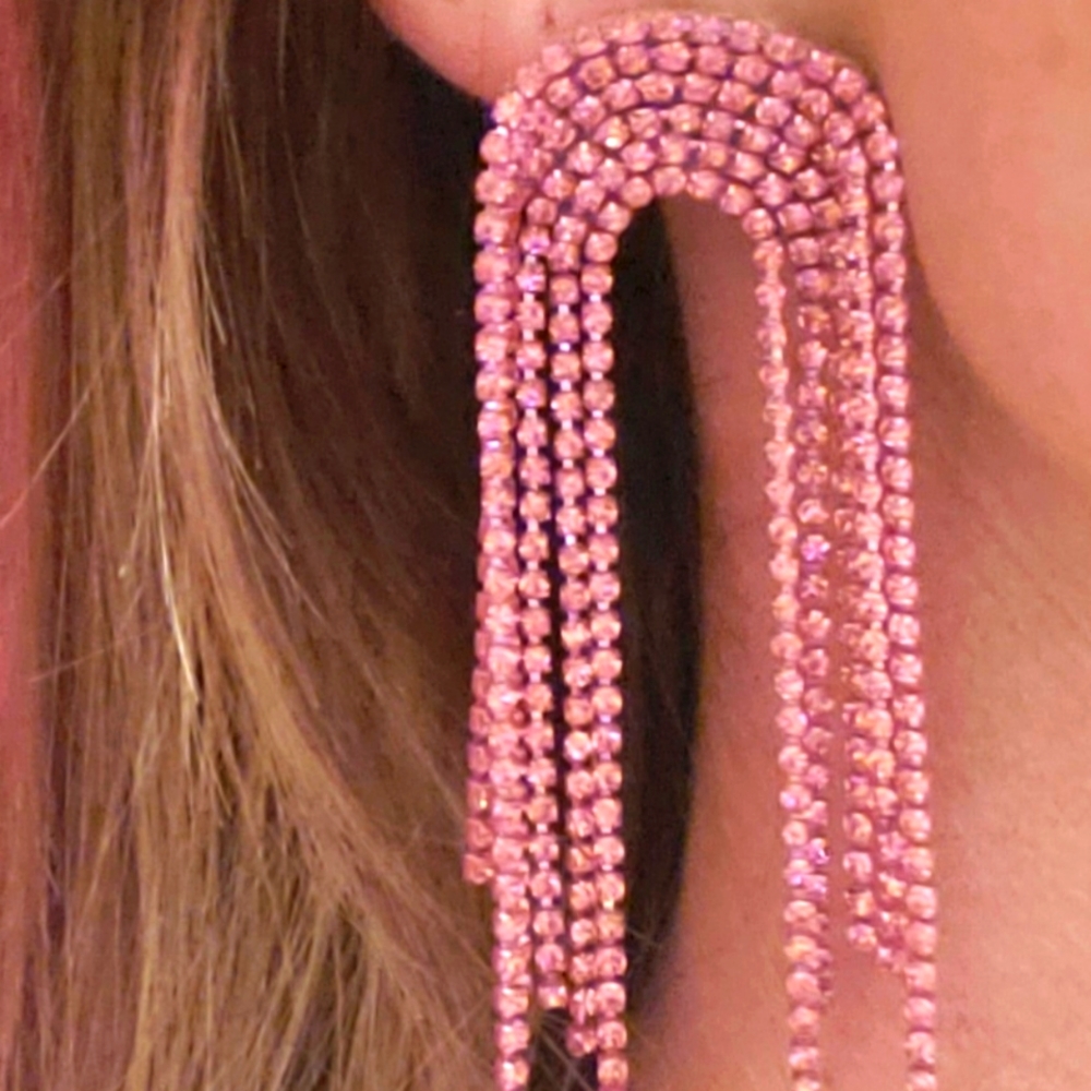 Pink Gem Dangle Earrings